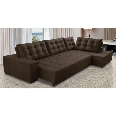 Imagem de Sofá de Canto Retrátil e Reclinável com Molas 3,40x2,00 LD Jacke Suede