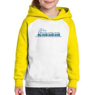 Imagem de Moletom Infantil Trenzinho Brinquedo - Foca na Moda, Branco, Amarelo, 