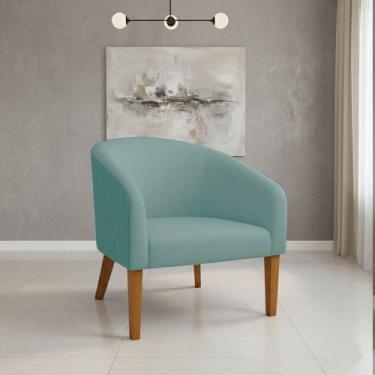 Imagem de Poltrona Sala Decorativa Stella Pé Madeira Trapézio Castanho Cotelê Ex