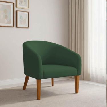 Imagem de Poltrona Sala Decorativa Stella Pé Madeira Trapézio Castanho Veludo D0