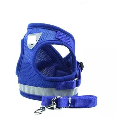 Imagem de Peitoral + Guia para Cachorro Coleira Para Caes Gatos Colete Regulavel Super Confortavel Pet(Modelo 1 - Colete Azul,P (S))
