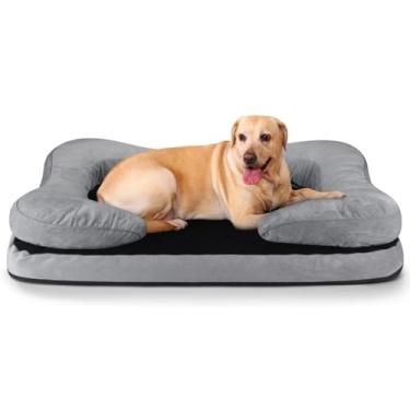 Imagem de Cama Sofá Ortopédica para Cachorro | Velvet Resistente à Água, Base Antiderrapante com Travesseiro Osso – Porte Médio e Grande(1)