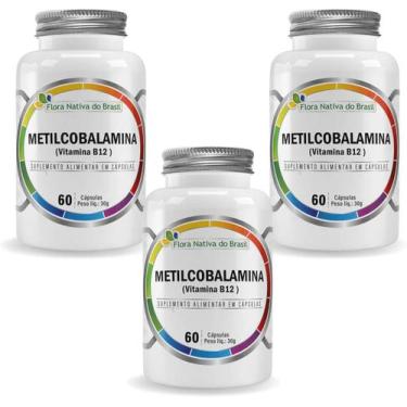 Imagem de 3x Metilcobalamina Vitamina B12 60 Caps de 500mg Flora Nativa do Brasi