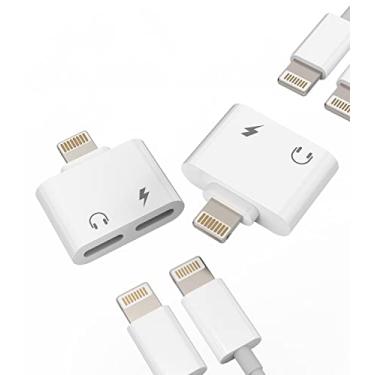 Imagem de Divisor de fone de ouvido para iPhone (pacote com 2) para Apple MFI Certified 2 em 1 Dual Lightning Dongle Adaptador para carregador, cabo AUX, adaptador de carregamento de áudio, conversor para 11 12
