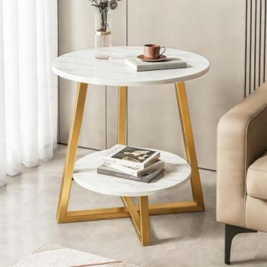 Imagem de Mesa de Centro Formato Nuvem com Tampo em MDF e Estrutura em Aço Reforçado - Ideal para Sala, Quarto e Escritório (Branco Dourado)
