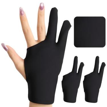 Imagem de Pacote com 2 luvas de desenho de artista – Luvas de desenho digital de dois dedos, luva de pintura gráfica para rejeição de palma, luvas de tablet para desenho artístico para tablets gráficos e