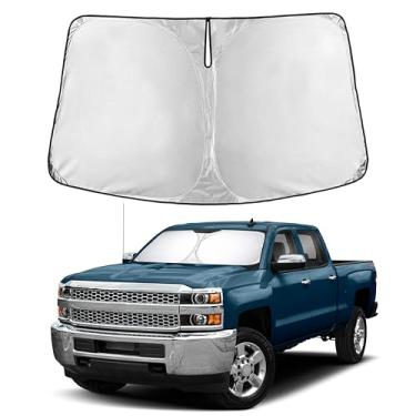 Imagem de EcoNour Para-brisas para Chevrolet Silverado 2500 2015–2019 | Persiana para janela frontal de ajuste personalizado | Bloqueia raios UV nocivos e reduz o calor | Viseira dobrável com bolsa de