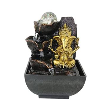 Imagem de Wswqop Estátua de Ganesha, Fonte de Água de Mesa, Escultura de Buda, Estatuetas, Elemento de Água, Cascata para Jardim de Pedras, Ornamento para, Presen, 13cm x 13cm x 18cm