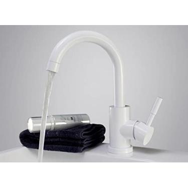 Imagem de Misturador de lavatório de banheiro polido em aço inoxidável 304 preto e branco com pia dupla torneira giratória SF609(D)