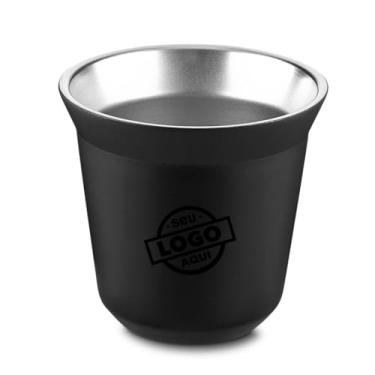 Imagem de Kit com 50 Copos Térmicos para Espresso 40ml Personalizados a Laser – Copo Inox Parede Dupla com Acabamento Preto | Ideal para Cafeterias, Empresas, Brindes e Eventos (Preto)