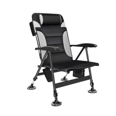 Imagem de Cadeira de pesca, portátil, dobrável, reclinável, almofada ajustável, removível, cadeira de acampamento (A)