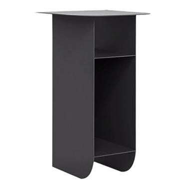 Imagem de Mesa de cabeceira de armazenamento aberta de aço carbono para espaços pequenos, mesa de canto estreita, prateleira de estudo, prateleira de cabeceira