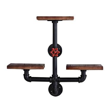 Imagem de Prateleiras flutuantes de parede de madeira de 3 camadas como prateleiras suspensas, estante de livros, suporte de armazenamento, cubo, moldura para sala de estar, quarto, design decorativo vintage