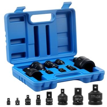 Imagem de MABCIRY Conjunto de adaptadores de soquete de impacto de 8 peças, kit de conversão de chave de aço cromo vanádio, 1/10.2 cm, 3/20.3 cm, 1/5.1 cm, kit de conversão de chave de impacto de aço cromo