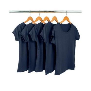 Imagem de Kit 5 Camisetas Malha Fria Feminina Baby Look Malha PV-Feminino