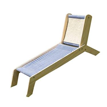 Imagem de SPYMINNPOO Cadeira de Praia para Gatos, Cama Elevada de Madeira para Gatos Com Arranhador de Sisal para Uso Interno e Externo, Espreguiçadeira Estável e Ventilada para (Cadeira de praia)