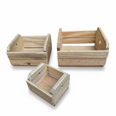 Imagem de Organizador Engradado Caixotes Kit com 3 Peças em Madeira 12x7