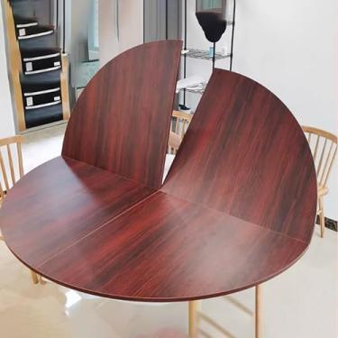 Imagem de Mesa redonda dobrável de madeira para 8 a 10 pessoas, mesa grande de substituição para mesa de mesa dobrável em quarto, economia de espaço de jantar na bancada e resistente (vermelho, 150 cm)