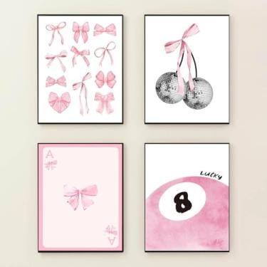 Imagem de WUDWL Pacote com 4 tintas rosa por números para adultos e crianças, kits de pintura por números em tela, sem número de moldura, kit de pintura por número, faça você mesmo, decoração de parede para