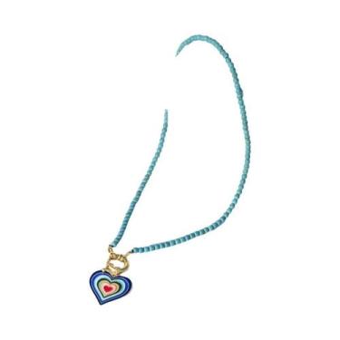 Imagem de Colar Feminino Boêmio Com Pingente De Borboleta E Coração Arco-íris, J