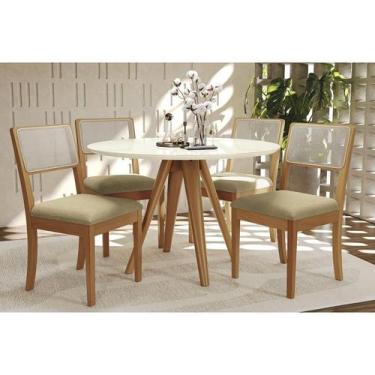 Imagem de Conjunto Sala de Jantar Duna Premium Madeira Maciça c/ Tampo Madeirado