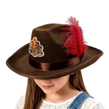 Imagem de Chapéu de cowboy – Chapéu de fantasia de Ação de Graças, chapéu de festival de música – para crianças, adultos, baile de máscaras, dia de Ação de Graças, escola