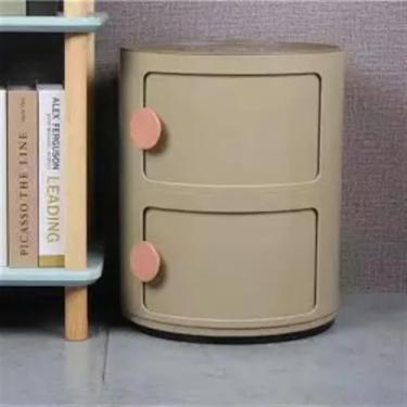 Imagem de Armário de banheiro pequeno - Mesa de cabeceira redonda moderna com gavetas deslizantes, mesa de canto versátil para sala de estar, quarto e banheiro