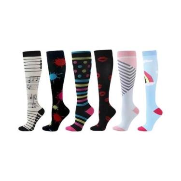 Imagem de Meias De Compressão Florais, Animais E Frutas, 6 Pares Para Homens E M