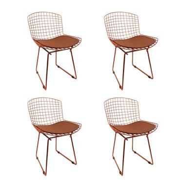 Imagem de Kit 4 Cadeiras Bertoia Cobre Com Assento Cobre