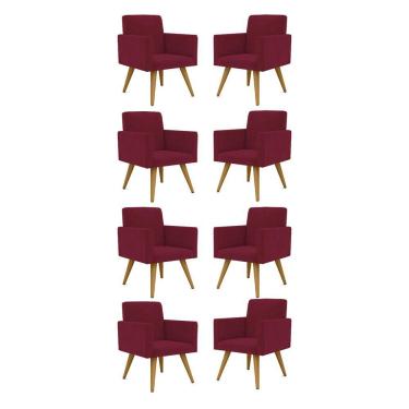 Imagem de Kit 08 Cadeiras Poltronas Decorativa Recepção marsala