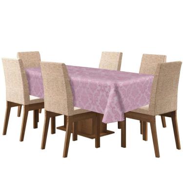 Imagem de Toalha De Mesa De 4 Lugares Tecido Jacquard - Rosa
