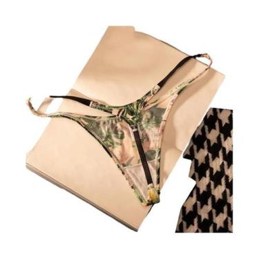 Imagem de Calcinhas Tanga De Cintura Baixa Com Estampa De Leopardo Para Mulheres