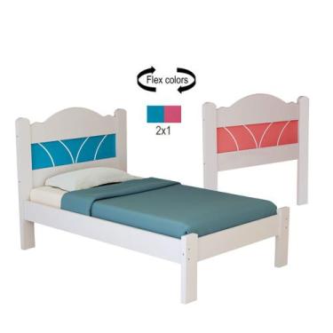 Imagem de Cama Alice Solteiro 100% MDF Estrado Reforçado Pés 7,5x4,5cm Cor:Branc
