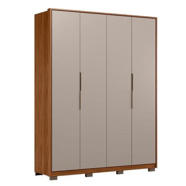 Imagem de Guarda Roupa Casal Attore D43010kpe 4 Portas Nogueira Nude Prime Tx Com Pés Demóbile - Demartêz