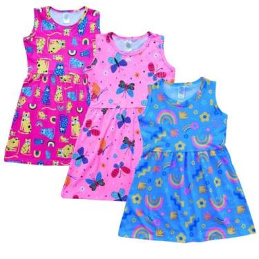 Imagem de 3 Vestido infantil regata rodado gode com estampa MENINA - TGS Confecç