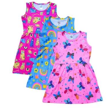 Imagem de Kit Com 3 Vestido Juvenil Para Meninas Verão Regata - TGS Confecções, 