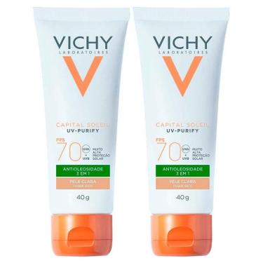 Imagem de Vichy Idéal Soleil Purify Kit com 2 Unidades – Protetor Solar Facial com Cor FPS70 - Clara Kit-Unissex