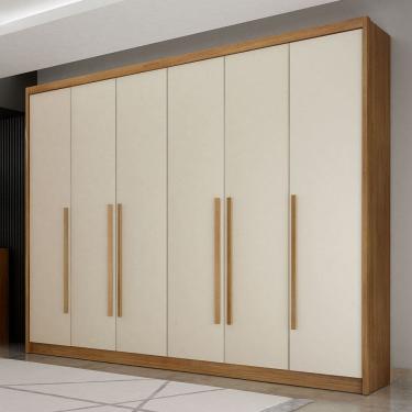 Imagem de Guarda-Roupa Casal Paraíso 6 Portas 8 Gavetas 100% Mdf Cumaru/Marrom Claro - Pnr Móveis