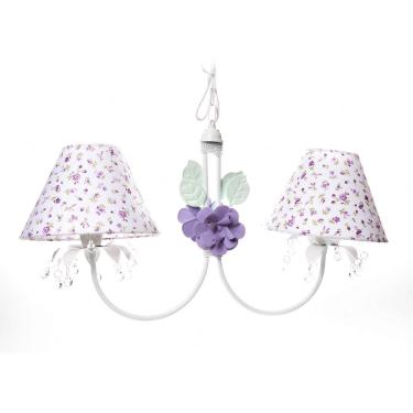 Imagem de Lustre 2L Primavera Transparente 2 Flores G Lilás Infantil