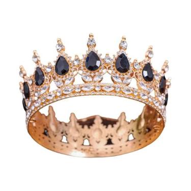 Imagem de Tiara De Noiva Retro Barroca Com Cristais De Strass, Coroa Redonda Par