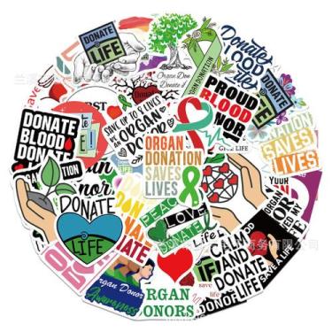Imagem de Pacote de adesivos Donate Life Anime 50 unidades à prova d'água de 3 a