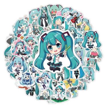 Imagem de Adesivos Hatsune Miku Anime 50 peças de PVC impermeáveis e à prova de 