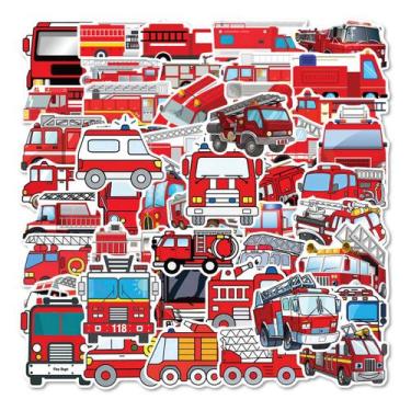 Imagem de Adesivos Fire Truck Anime Cartoon 50 unidades de PVC impermeável - yiw
