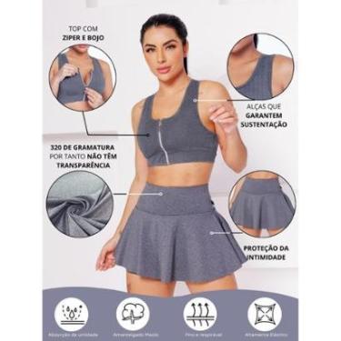 Imagem de Conjunto Academia Top Com Ziper E Bojo E Short Saia Babado Sinta O Conforto E A Segurança-Feminino