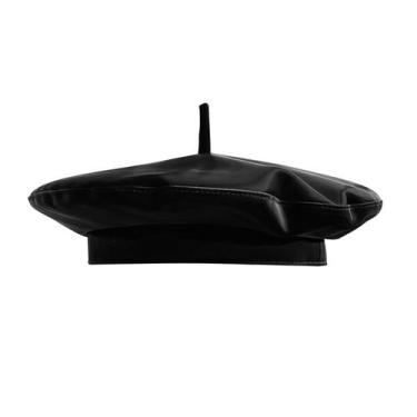 Imagem de Chapéu feminino MOSSTYUS, clássico francês, preto, boina de couro PU