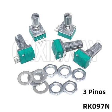 Imagem de Potenciômetro 3 Pinos RK097N (5 Peças) B100K B1K B5K B10K B20K B50K B5