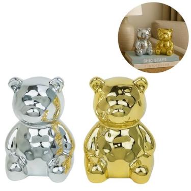 Imagem de 2 Estátua de Urso Enfeite Decorativo De Luxo em Cerâmica - Freecom