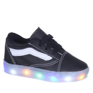 Imagem de Tenis Calçado Luminoso com Luz Pisca Preto Meninos Infantil Listrado-Masculino