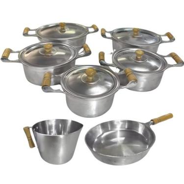 Imagem de Jogo de Panelas Alumínio Batido Fundido 7 Peças Craquelada Grossa com 