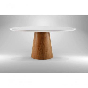 Imagem de Mesa De Jantar Redonda Com Vidro - Dora-1,50m Requinte Salas